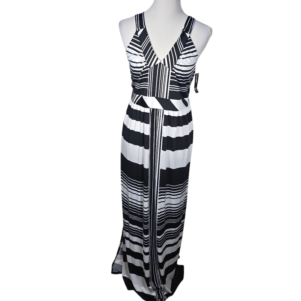 New Directions X-Large XL Black and White Patterned Maxi Dress NWT